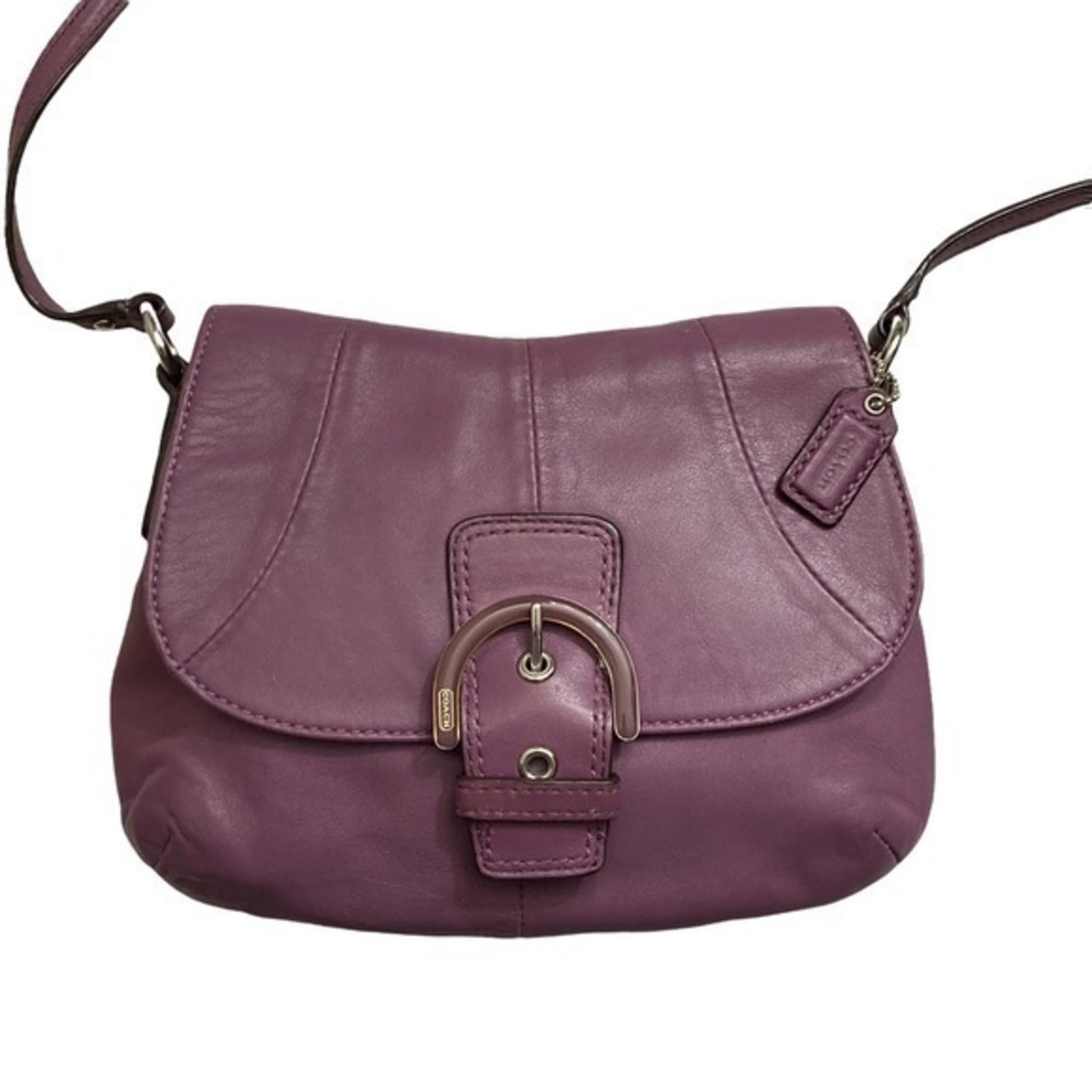 Coach purple pleated buckle soho crossbody swingpack bag rare